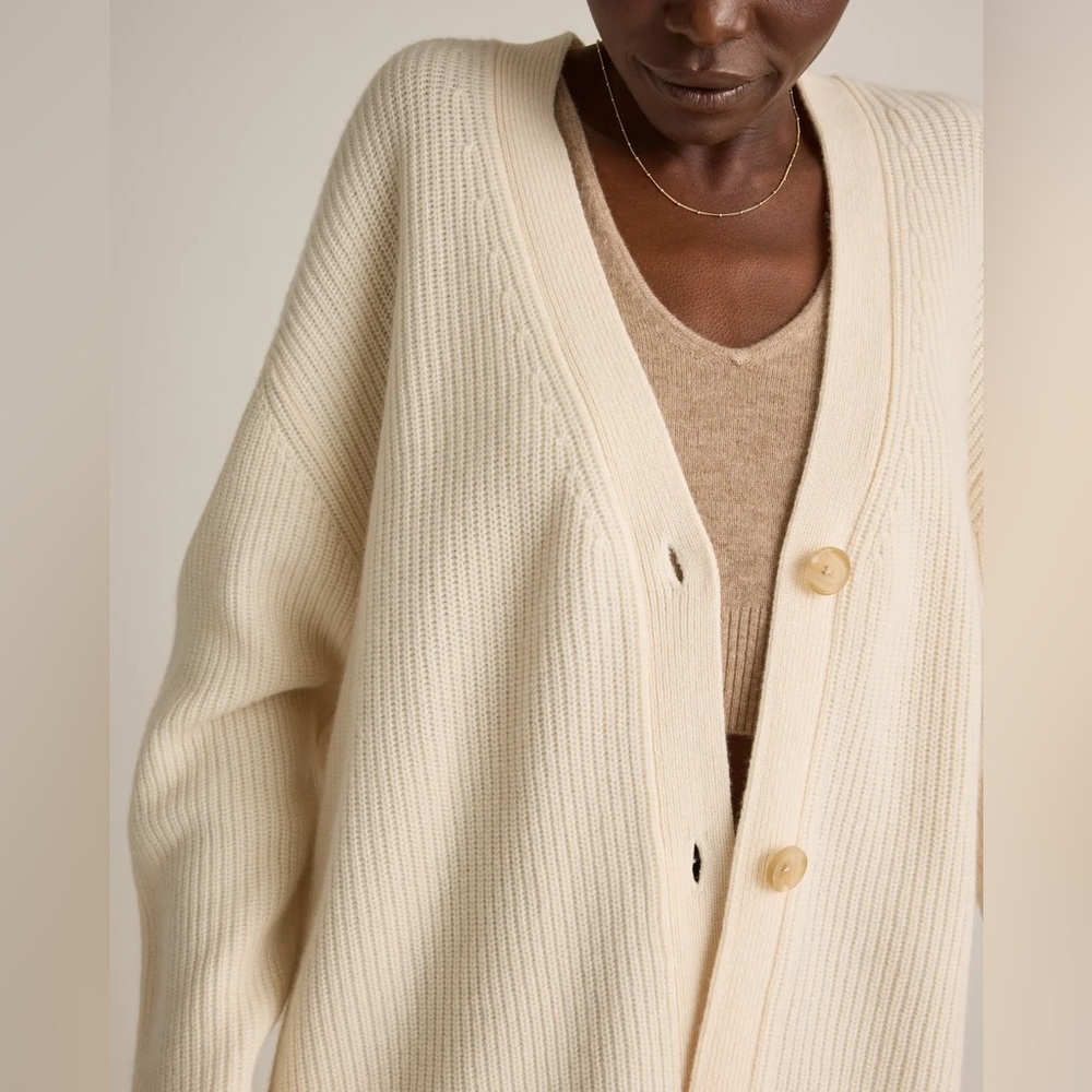 Quince Cream Ribbed Button-Up Cardigan - Picture 6 of 16